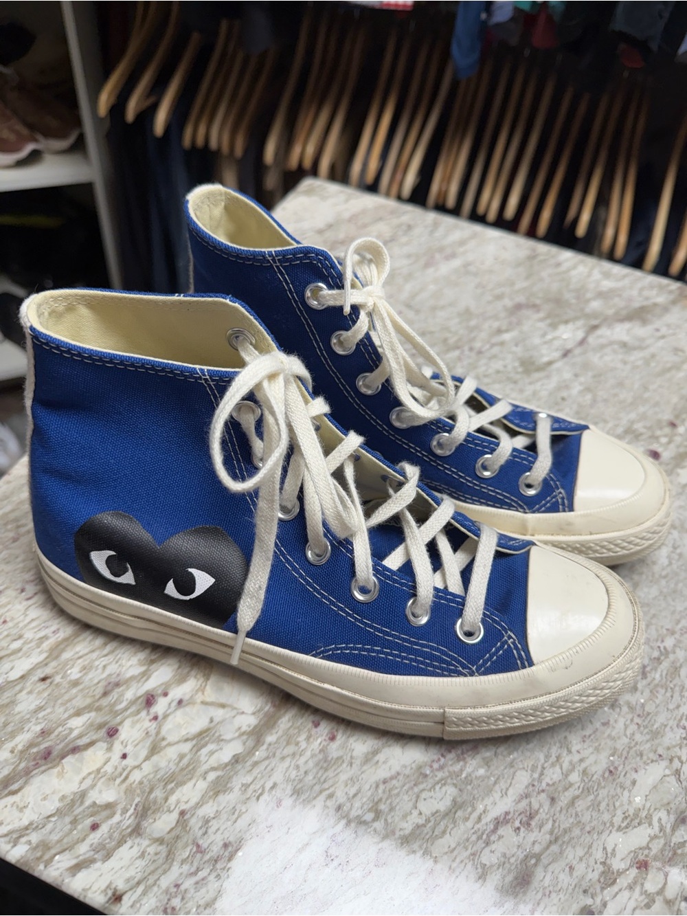 Comme des Garçons PLAY x Converse High-Top Sneakers in Blue